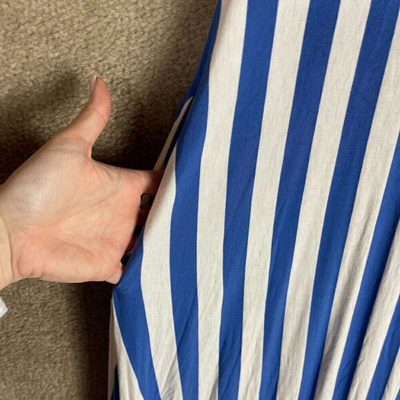 Matilda Jane Maxi Dress Size Small Blue/White The Road Ahead Striped Side Pocket - Picture 4 of 9